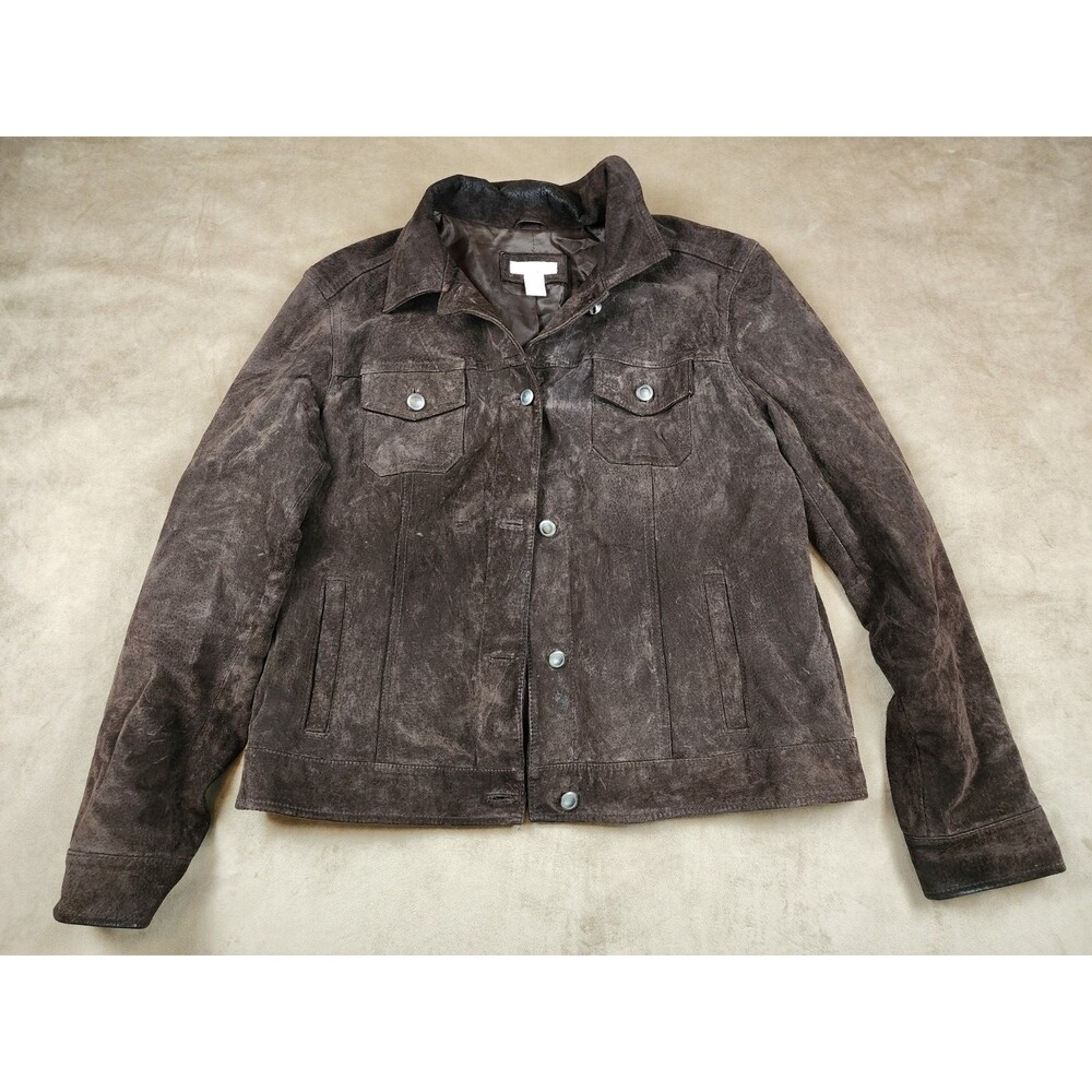 Vintage Charter Club women's Brown Leather suede Jacket size L